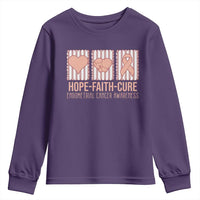 Endometrial Cancer Awareness Youth Sweatshirt Hope Faith Cure Peach Ribbon