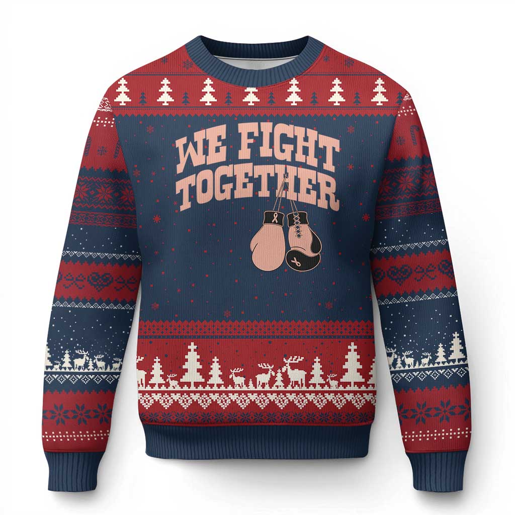 Endometrial Cancer Warrior Ugly Christmas Sweater We Fight Together Boxing Gift
