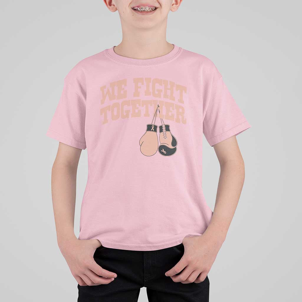 Endometrial Cancer Warrior T Shirt For Kid We Fight Together Boxing Gift