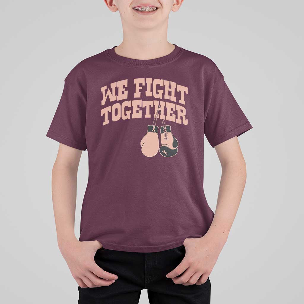 Endometrial Cancer Warrior T Shirt For Kid We Fight Together Boxing Gift
