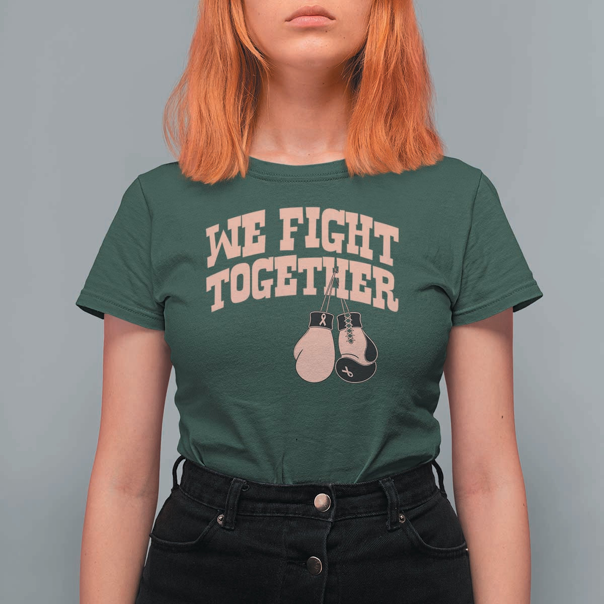 Endometrial Cancer Warrior T Shirt For Women We Fight Together Boxing Gift