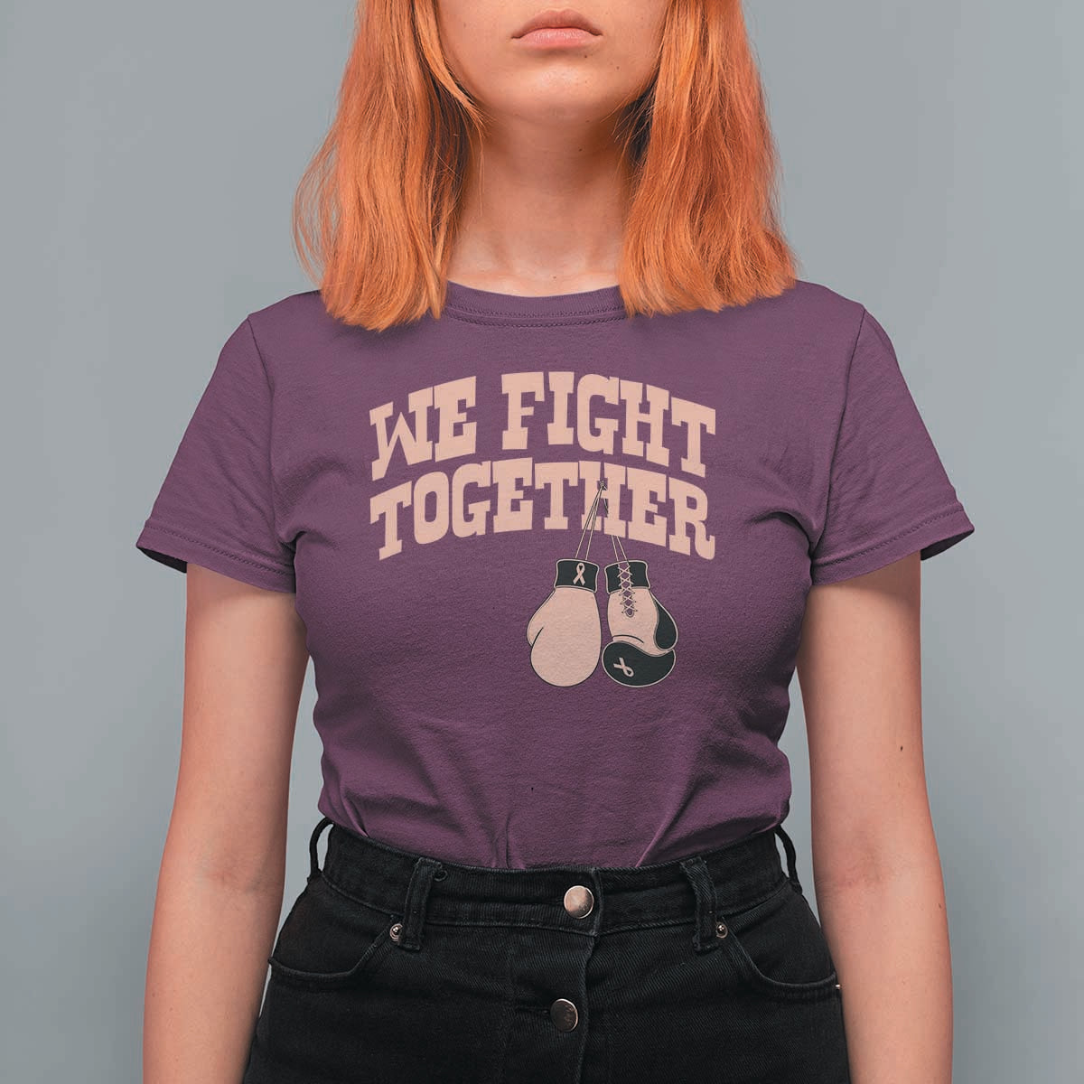 Endometrial Cancer Warrior T Shirt For Women We Fight Together Boxing Gift