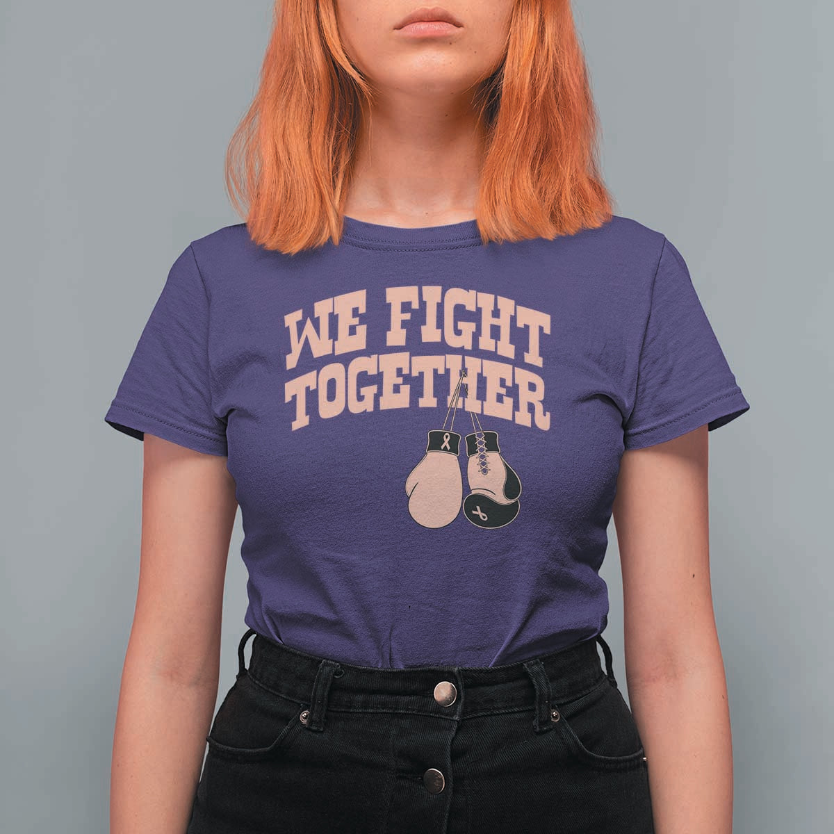 Endometrial Cancer Warrior T Shirt For Women We Fight Together Boxing Gift