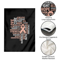 Endometrial Cancer Awareness Garden Flag Warrior Survivor Peach Ribbon