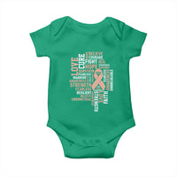 Endometrial Cancer Awareness Baby Onesie Warrior Survivor Peach Ribbon