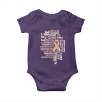 Endometrial Cancer Awareness Baby Onesie Warrior Survivor Peach Ribbon