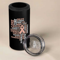 Endometrial Cancer Awareness 4 in 1 Can Cooler Tumbler Warrior Survivor Peach Ribbon