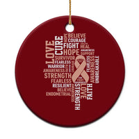 Endometrial Cancer Awareness Ceramic Ornament Warrior Survivor Peach Ribbon