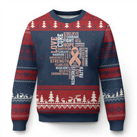 Endometrial Cancer Awareness Ugly Christmas Sweater Warrior Survivor Peach Ribbon