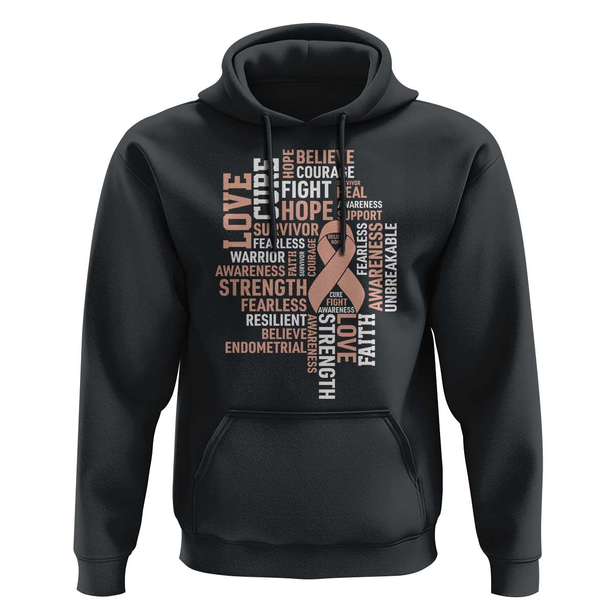 Endometrial Cancer Awareness Hoodie Warrior Survivor Peach Ribbon