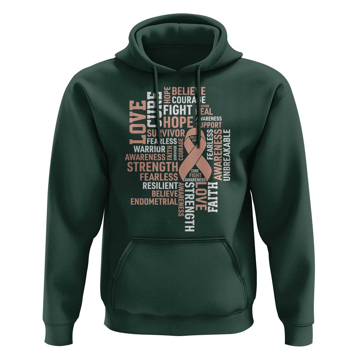Endometrial Cancer Awareness Hoodie Warrior Survivor Peach Ribbon