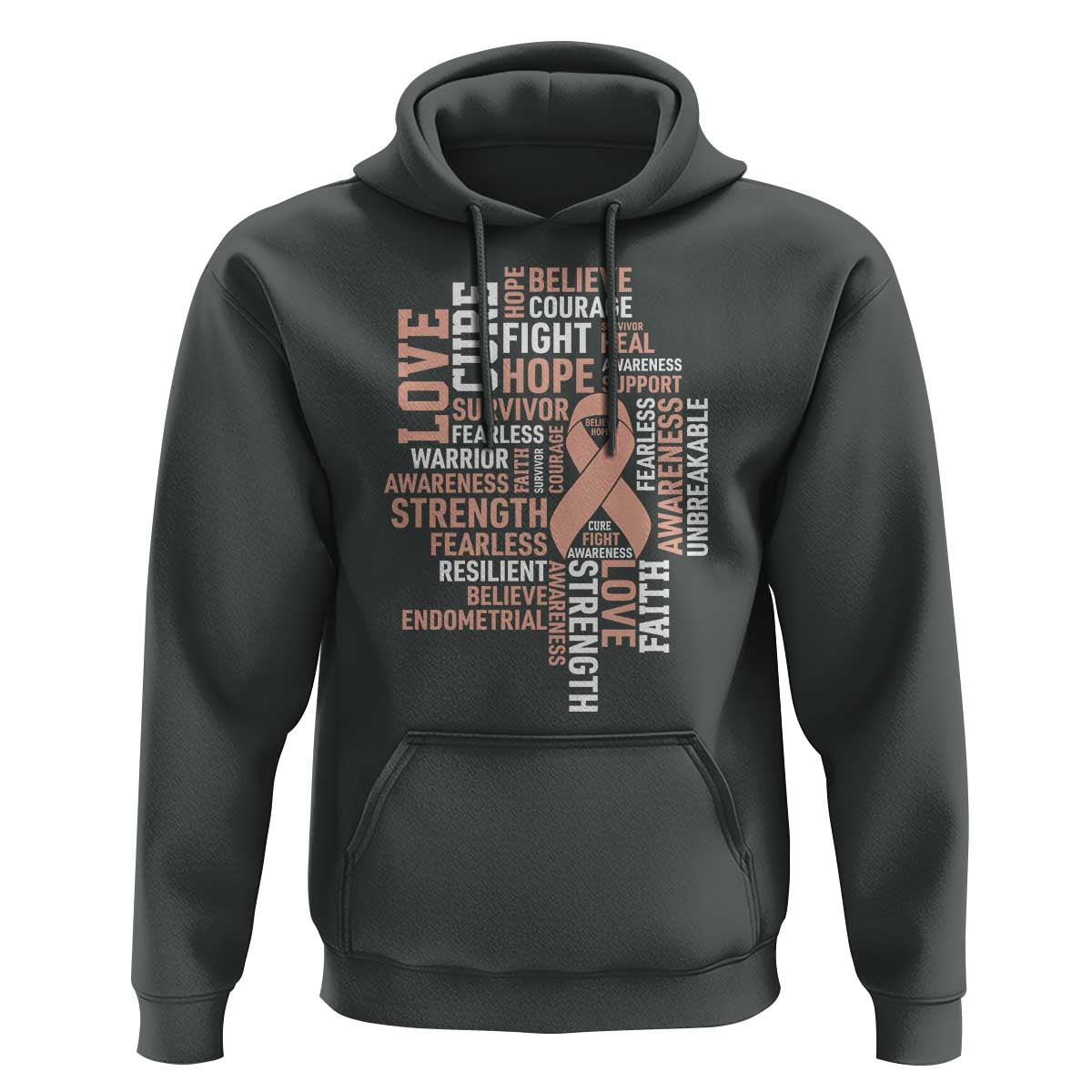 Endometrial Cancer Awareness Hoodie Warrior Survivor Peach Ribbon