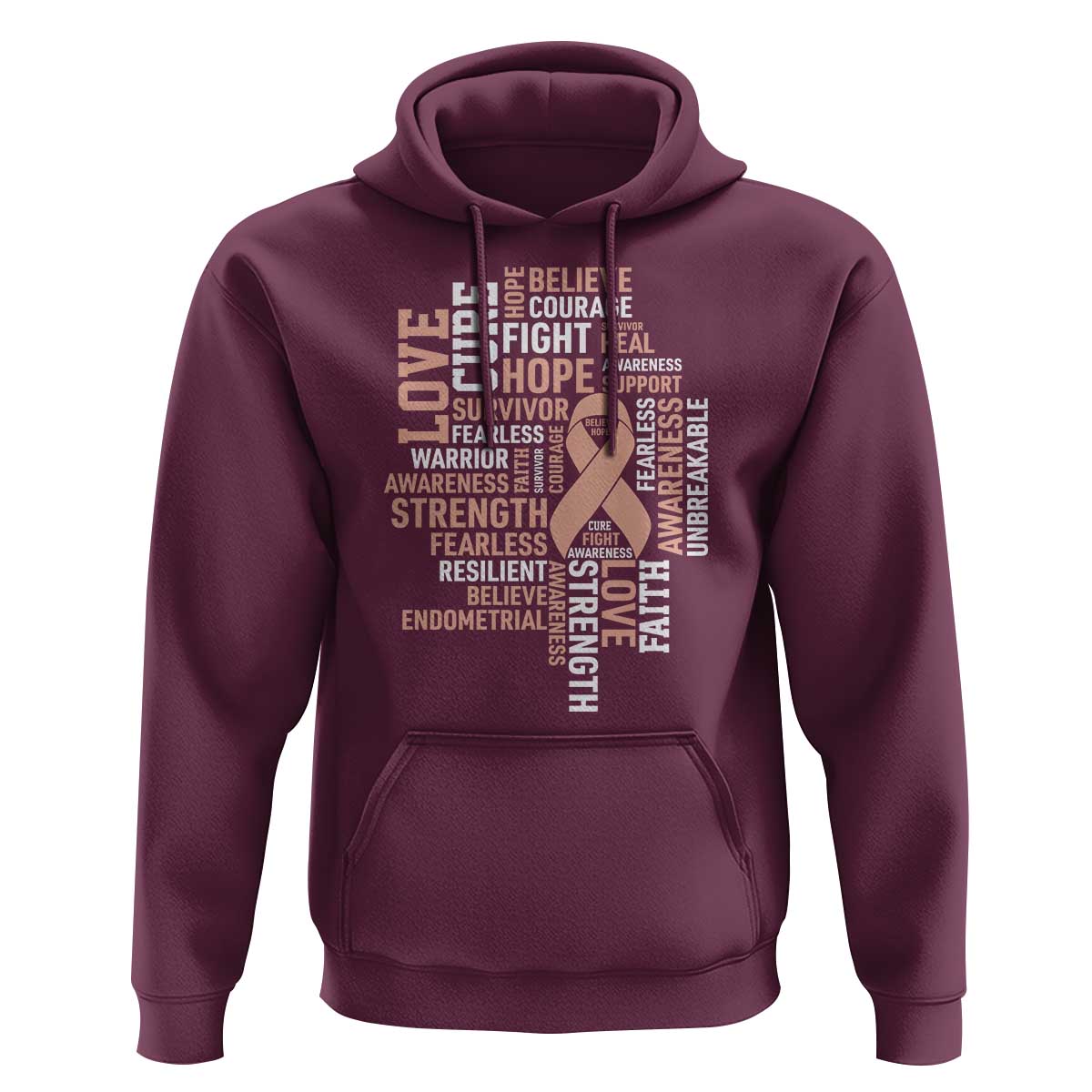 Endometrial Cancer Awareness Hoodie Warrior Survivor Peach Ribbon