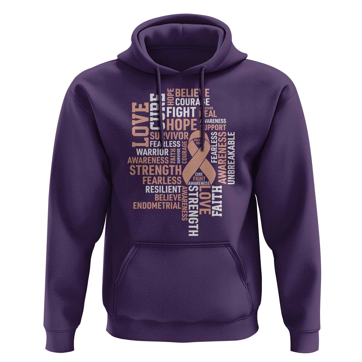 Endometrial Cancer Awareness Hoodie Warrior Survivor Peach Ribbon