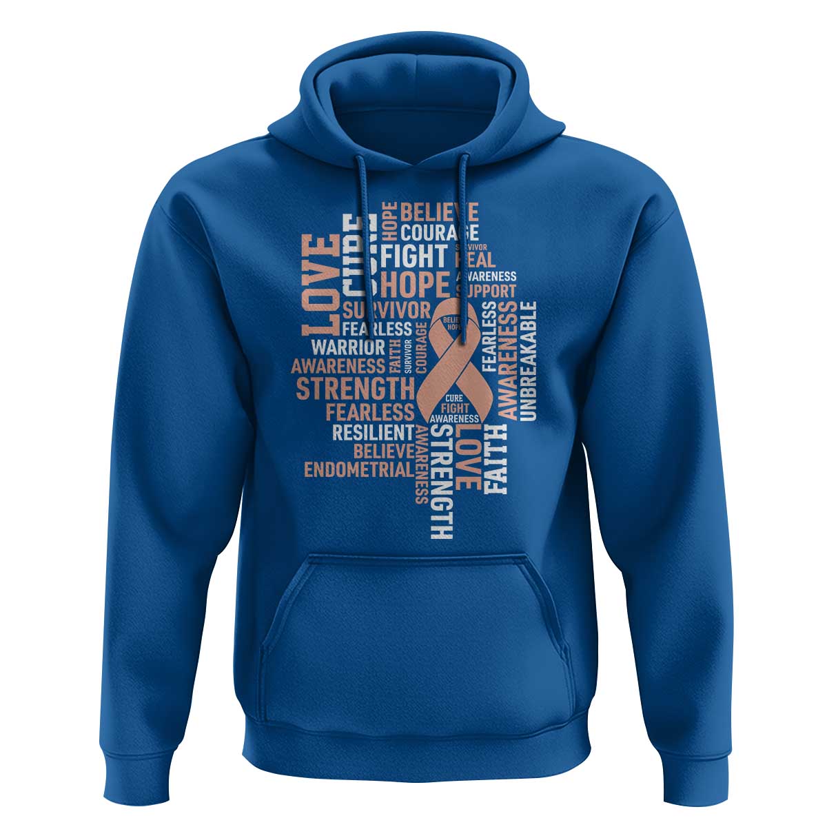 Endometrial Cancer Awareness Hoodie Warrior Survivor Peach Ribbon