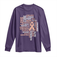 Endometrial Cancer Awareness Long Sleeve Shirt Warrior Survivor Peach Ribbon