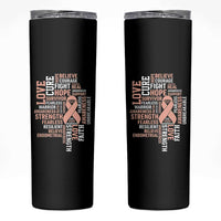 Endometrial Cancer Awareness Skinny Tumbler Warrior Survivor Peach Ribbon