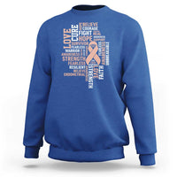 Endometrial Cancer Awareness Sweatshirt Warrior Survivor Peach Ribbon