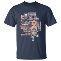 Endometrial Cancer Awareness T Shirt Warrior Survivor Peach Ribbon