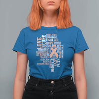 Endometrial Cancer Awareness T Shirt For Women Warrior Survivor Peach Ribbon