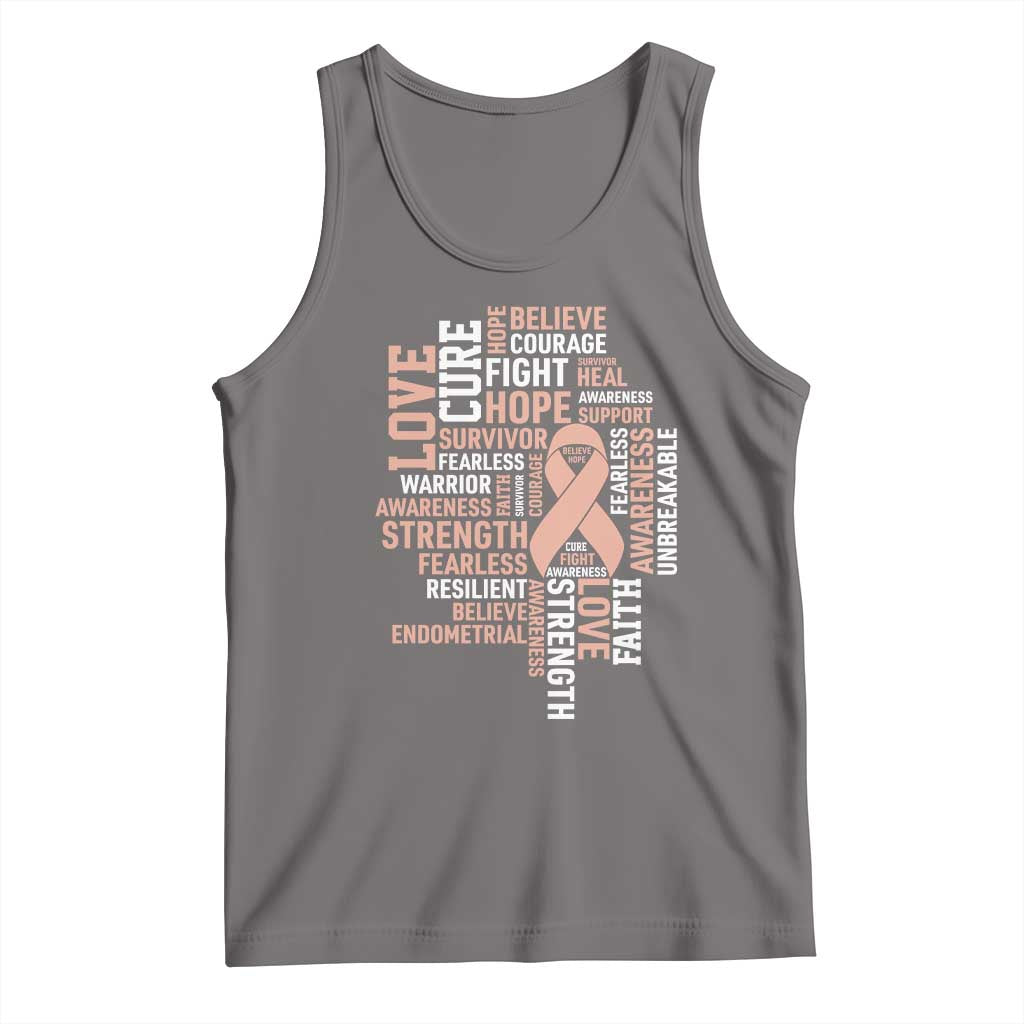 Endometrial Cancer Awareness Tank Top Warrior Survivor Peach Ribbon
