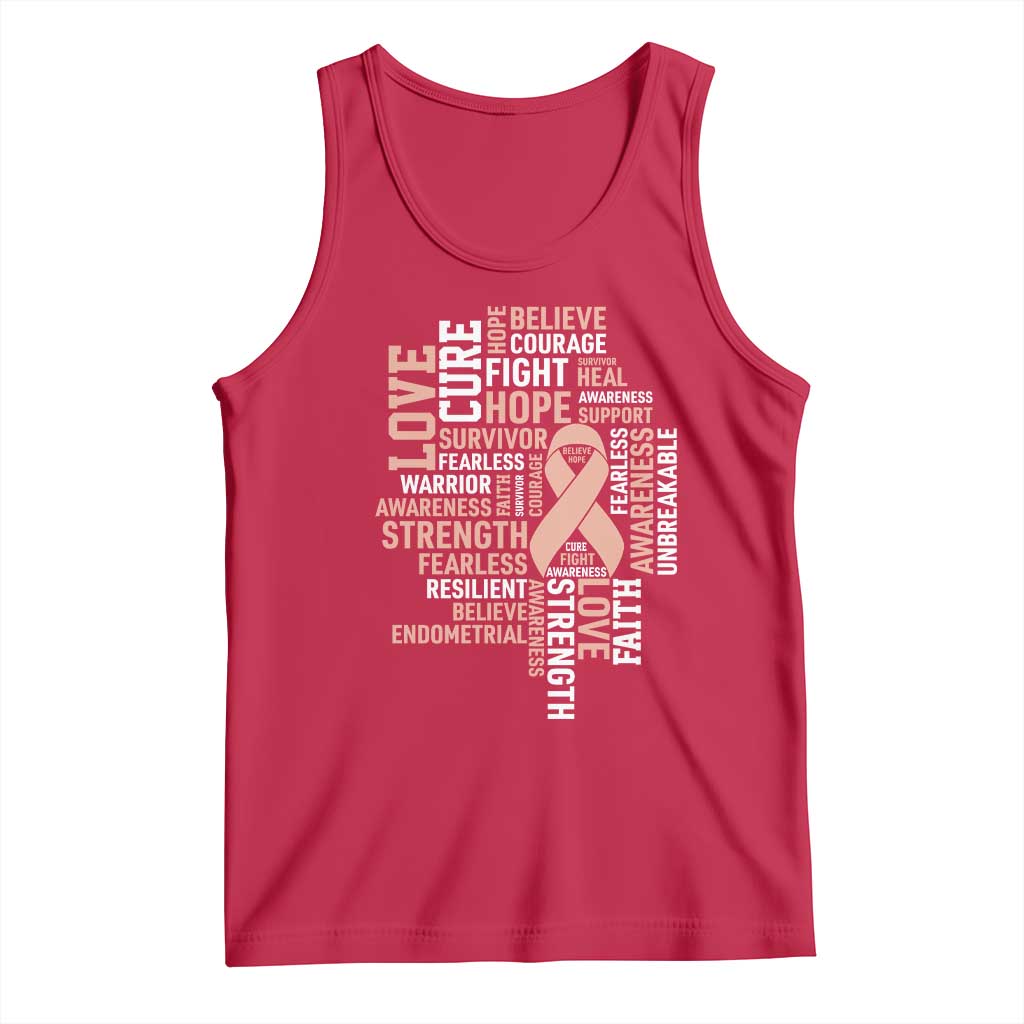 Endometrial Cancer Awareness Tank Top Warrior Survivor Peach Ribbon