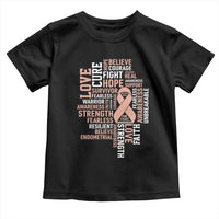 Endometrial Cancer Awareness Toddler T Shirt Warrior Survivor Peach Ribbon