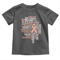Endometrial Cancer Awareness Toddler T Shirt Warrior Survivor Peach Ribbon