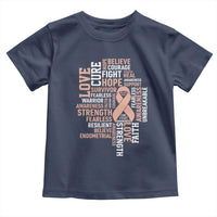 Endometrial Cancer Awareness Toddler T Shirt Warrior Survivor Peach Ribbon