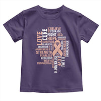 Endometrial Cancer Awareness Toddler T Shirt Warrior Survivor Peach Ribbon