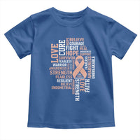 Endometrial Cancer Awareness Toddler T Shirt Warrior Survivor Peach Ribbon