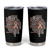 Endometrial Cancer Awareness Tumbler Cup Warrior Survivor Peach Ribbon