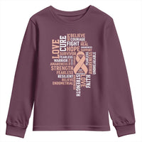 Endometrial Cancer Awareness Youth Sweatshirt Warrior Survivor Peach Ribbon