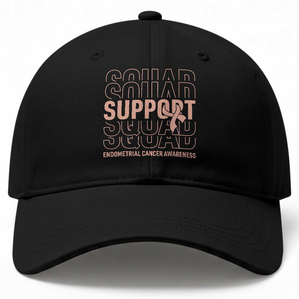 Endometrial Cancer Awareness Baseball Cap Support Squad Ribbon Warrior