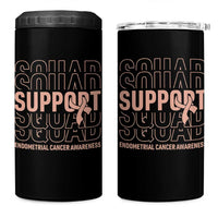 Endometrial Cancer Awareness 4 in 1 Can Cooler Tumbler Support Squad Ribbon Warrior