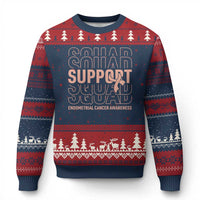 Endometrial Cancer Awareness Ugly Christmas Sweater Support Squad Ribbon Warrior