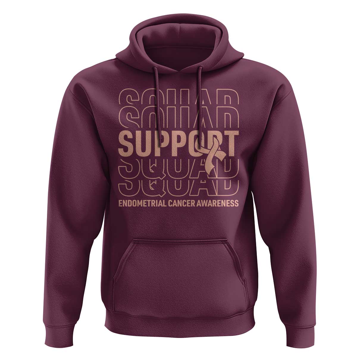 Endometrial Cancer Awareness Hoodie Support Squad Ribbon Warrior