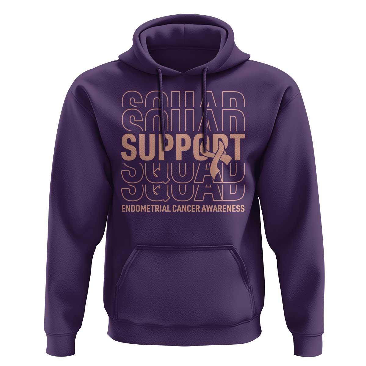 Endometrial Cancer Awareness Hoodie Support Squad Ribbon Warrior