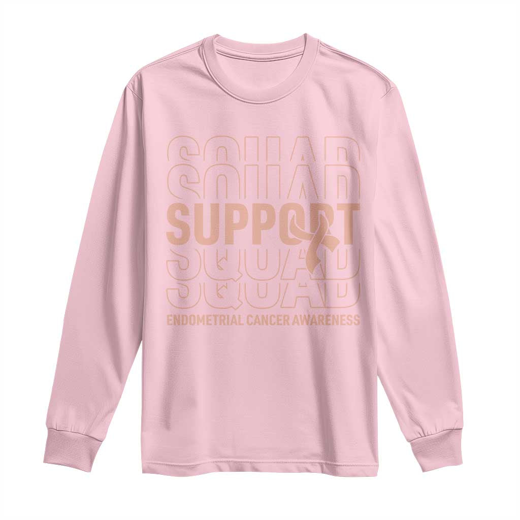 Endometrial Cancer Awareness Long Sleeve Shirt Support Squad Ribbon Warrior