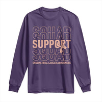 Endometrial Cancer Awareness Long Sleeve Shirt Support Squad Ribbon Warrior