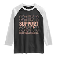 Endometrial Cancer Awareness Raglan Shirt Support Squad Ribbon Warrior