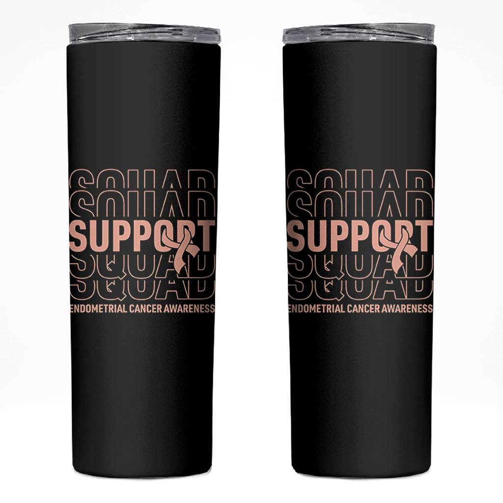 Endometrial Cancer Awareness Skinny Tumbler Support Squad Ribbon Warrior