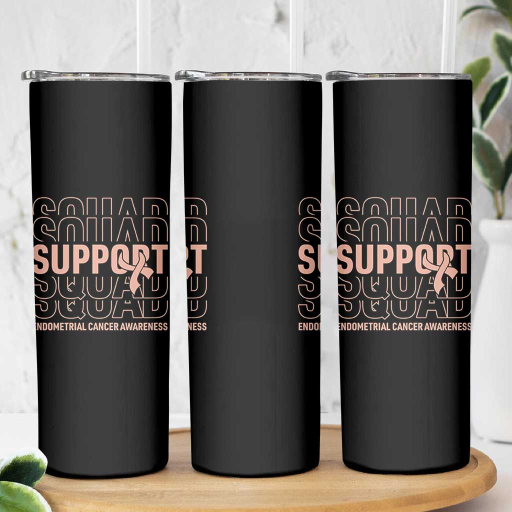 Endometrial Cancer Awareness Skinny Tumbler Support Squad Ribbon Warrior