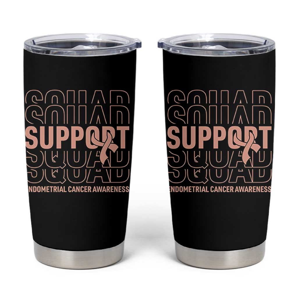 Endometrial Cancer Awareness Tumbler Cup Support Squad Ribbon Warrior
