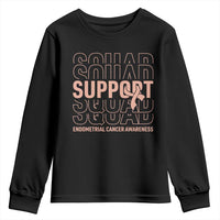 Endometrial Cancer Awareness Youth Sweatshirt Support Squad Ribbon Warrior