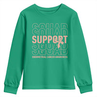 Endometrial Cancer Awareness Youth Sweatshirt Support Squad Ribbon Warrior