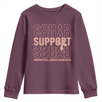 Endometrial Cancer Awareness Youth Sweatshirt Support Squad Ribbon Warrior