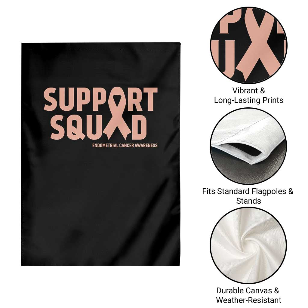 Endometrial Cancer Awareness Garden Flag Support Squad Warrior Gift