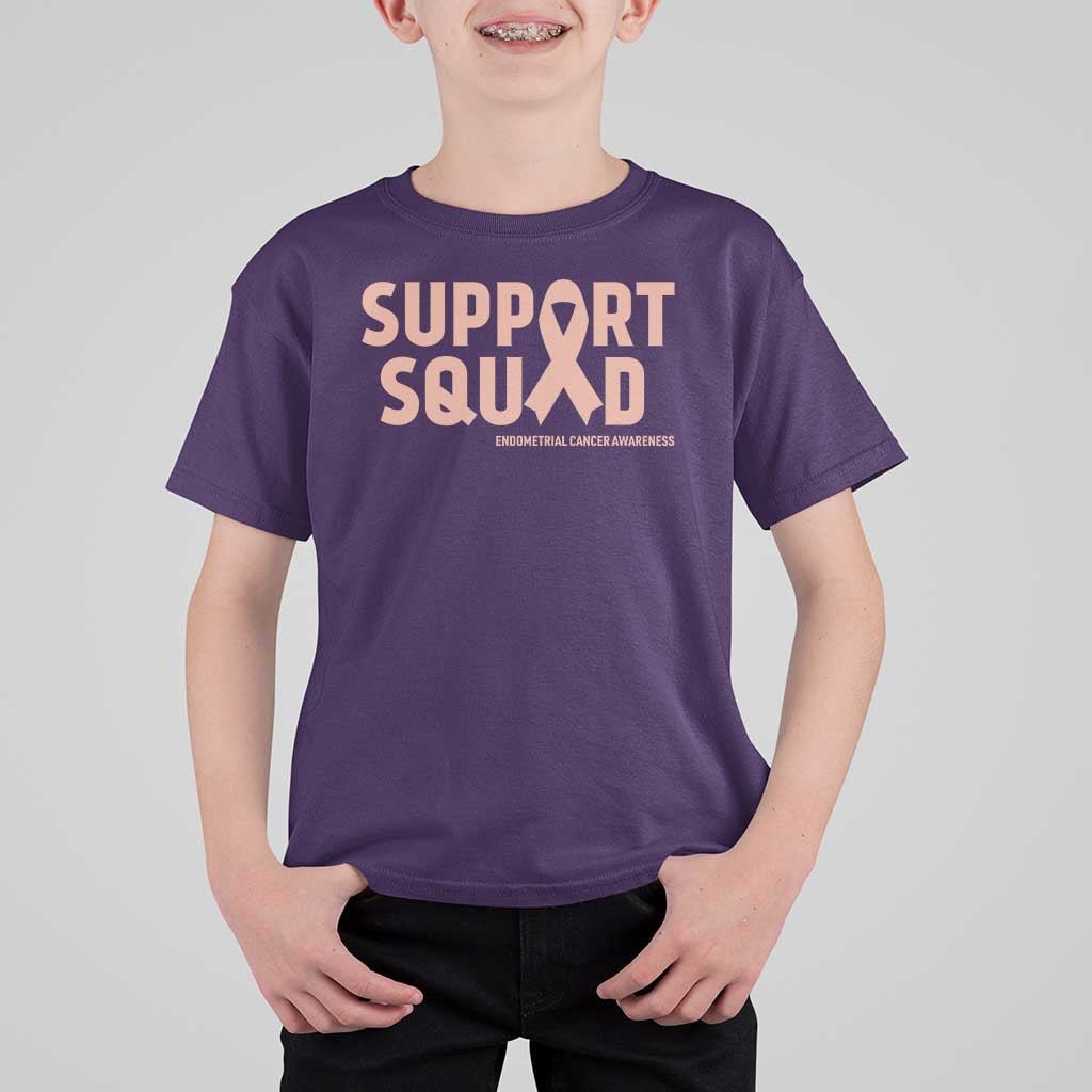 Endometrial Cancer Awareness T Shirt For Kid Support Squad Warrior Gift