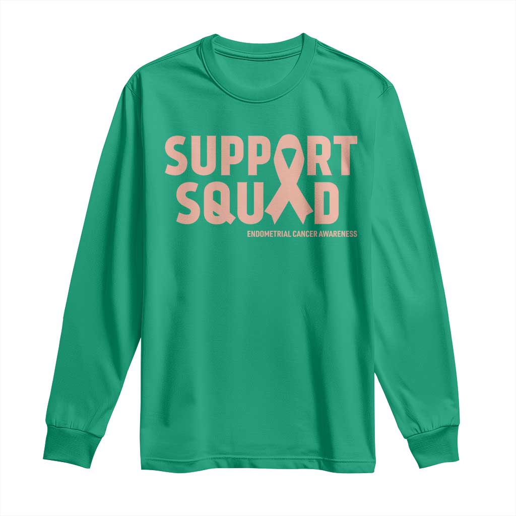 Endometrial Cancer Awareness Long Sleeve Shirt Support Squad Warrior Gift